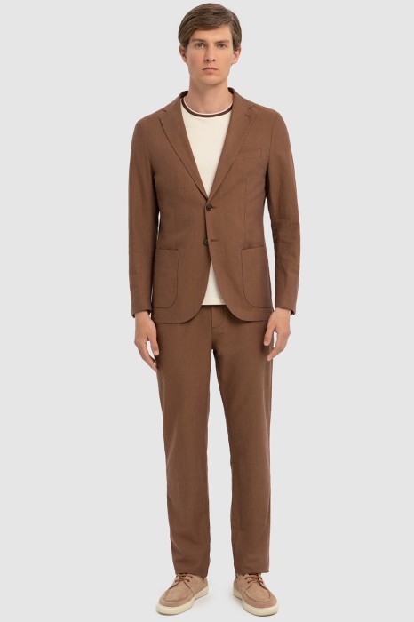 пиджак из хлопка, льна и тенсела универсального стиля с лицевой стороны