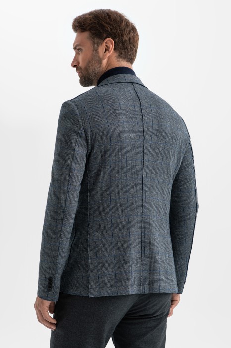 пиджак из хлопка в клетку из россии вид сбоку