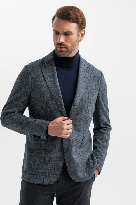 пиджак из хлопка в клетку из хлопка спереди