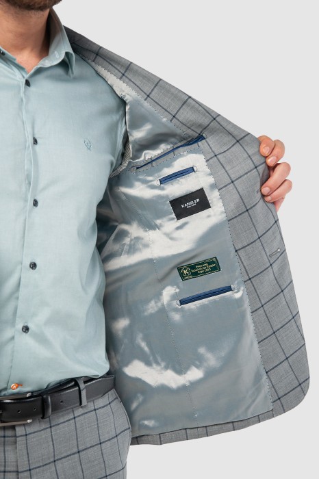 пиджак из шерсти в клетку от бренда kanzler вид слева