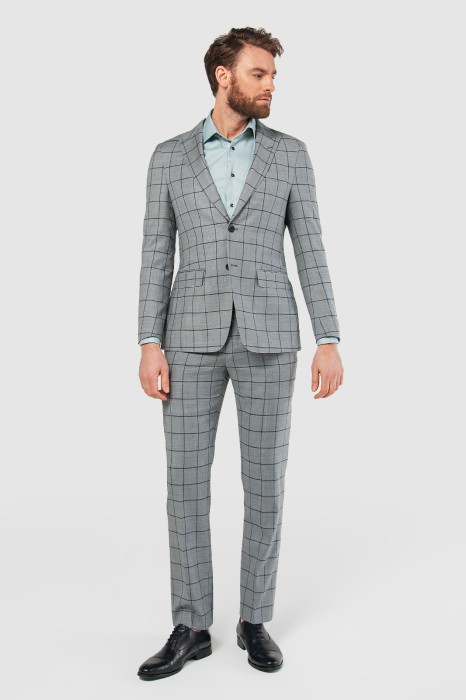 пиджак из шерсти в клетку из россии вид сбоку