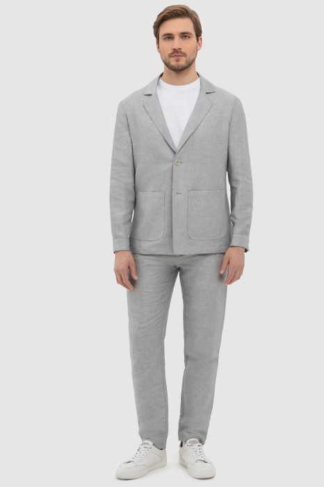 пиджак изо льна и хлопка универсального стиля с лицевой стороны