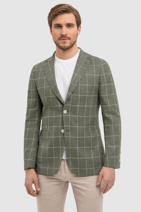 пиджак изо льна и хлопка из хлопка спереди