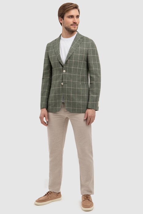 пиджак изо льна и хлопка универсального стиля с лицевой стороны