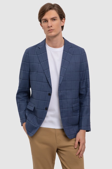 пиджак изо льна и хлопка из хлопка спереди