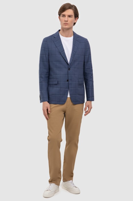 пиджак изо льна и хлопка кэжуал стиля с лицевой стороны