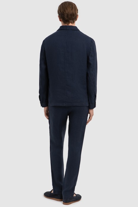 пиджак изо льна и вискозы из льна спереди