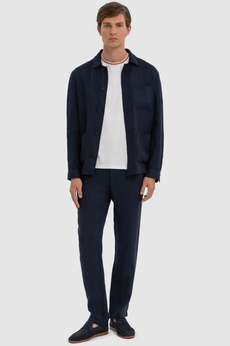 пиджак изо льна и вискозы классического стиля с лицевой стороны