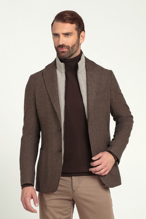 пиджак limited edition из смесовой шерсти с воротником-стойкой фотография