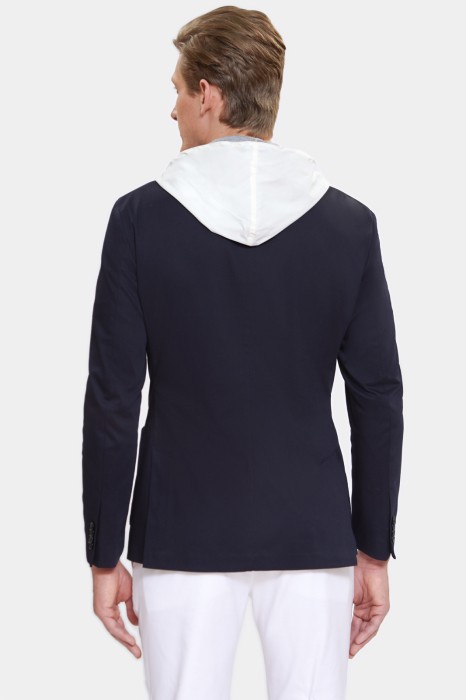 пиджак приталенный из хлопка со съемным капюшоном из россии вид сбоку