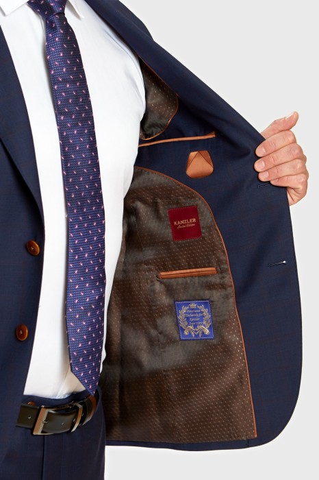 пиджак приталенный из шерсти в клетку от бренда kanzler вид слева