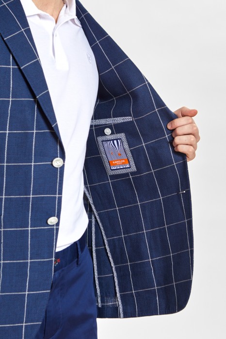 пиджак приталенный изо льна и хлопка от бренда kanzler вид слева