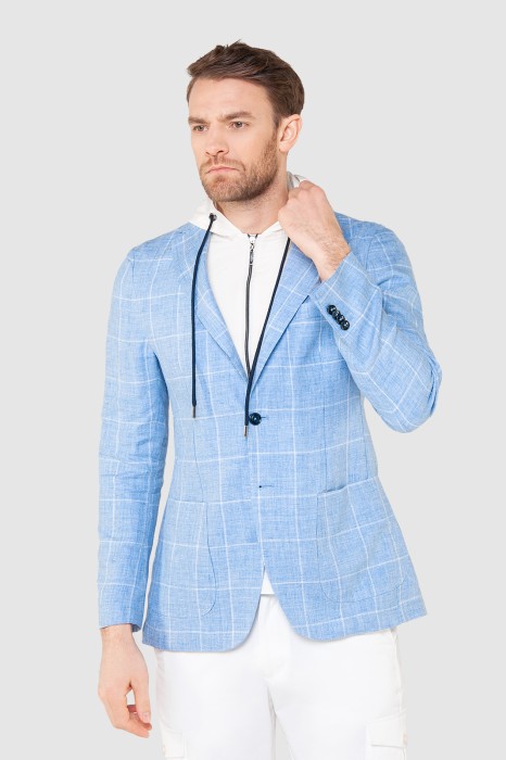 пиджак приталенный изо льна со съемным капюшоном фотография