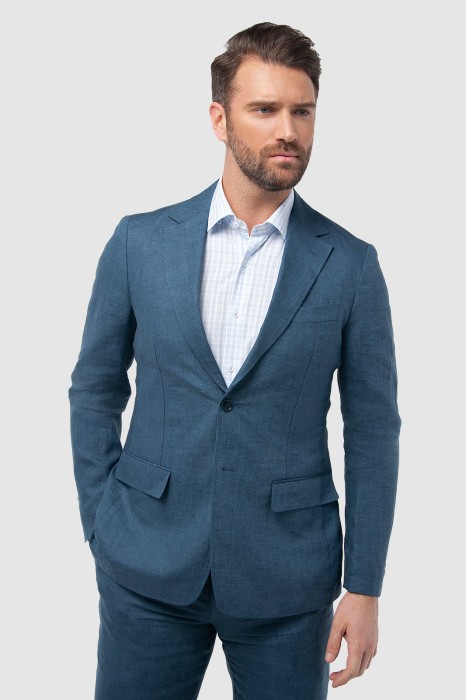 пиджак приталенный изо льна фотография