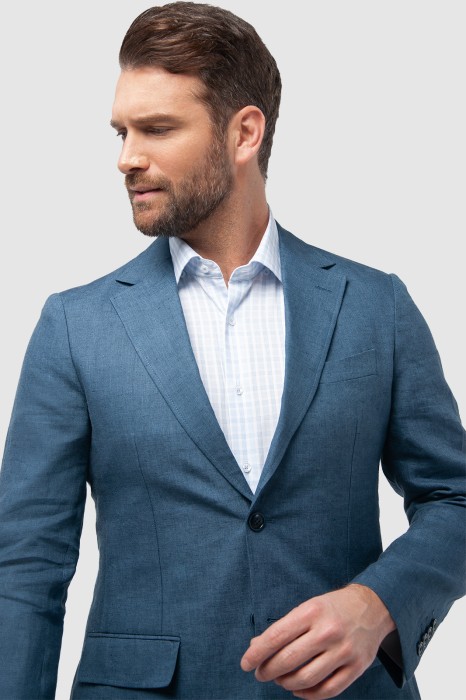 пиджак приталенный изо льна от бренда kanzler вид слева