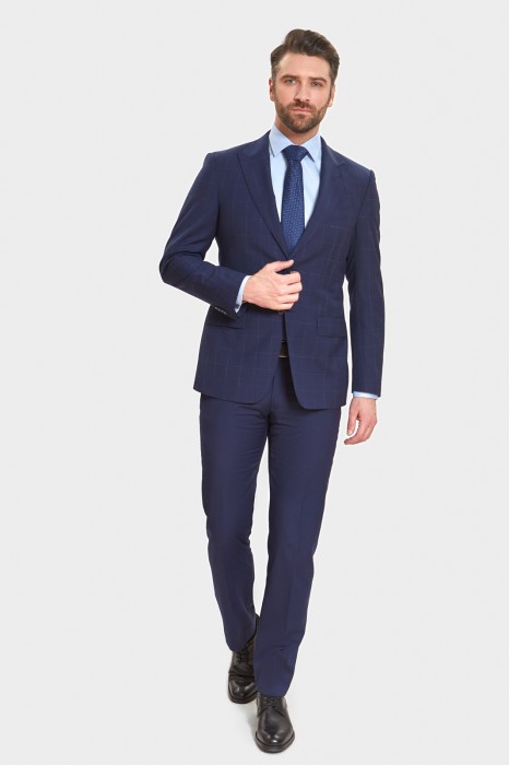 пиджак прямой из смесовой шерсти в клетку от бренда kanzler вид слева