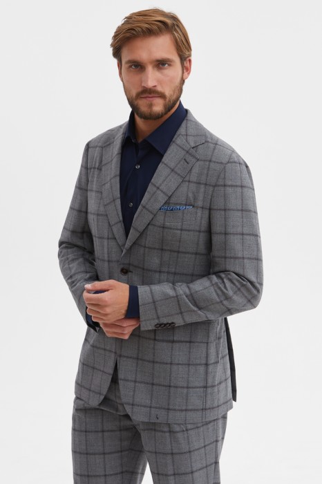 пиджак в клетку из шерсти, устойчивой к сминанию фотография