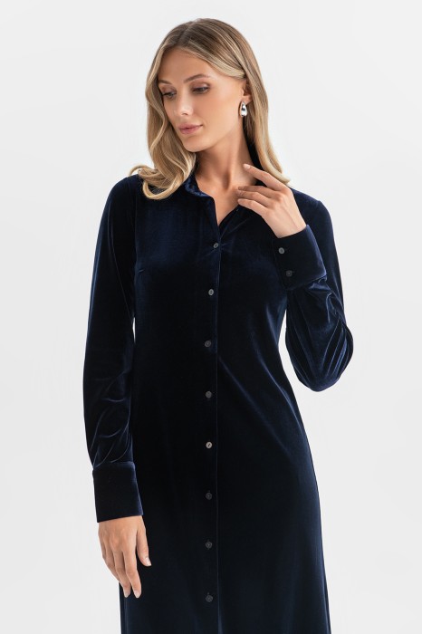 платье-рубашка из бархата от бренда kanzler вид слева