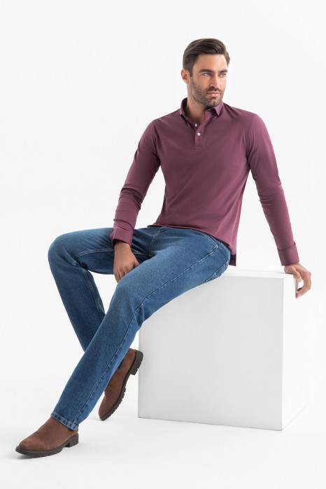 поло из хлопка двойной мерсеризации из россии вид сбоку