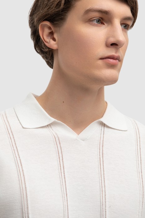 поло из хлопка и льна от бренда kanzler вид слева