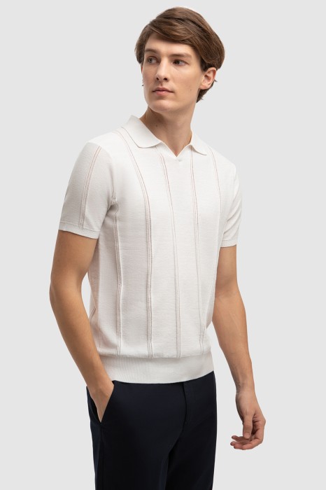 поло из хлопка и льна по цене 7990 руб вид справа