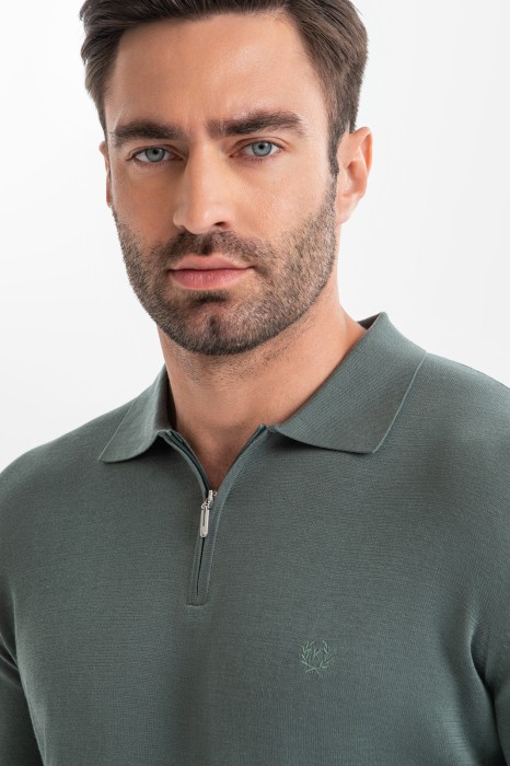 поло из хлопка, шелка и льна от бренда kanzler вид слева