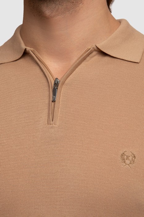 поло из хлопка, шелка и льна от бренда kanzler вид слева