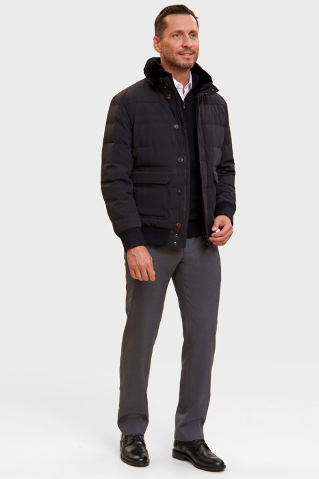 пуховик короткий limited edition с отделкой из натурального меха и водоотталкивающей обработкой из россии вид сбоку