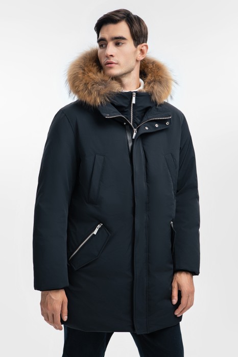 пуховик с водоотталкивающей обработкой и натуральным мехом из пуха спереди