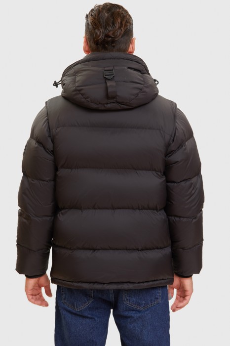 пуховик-трансформер короткий зимний со съемными рукавами и водоотталкивающей обработкой по цене 22990 руб вид справа