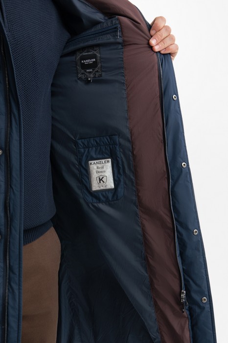 пуховик удлиненный с водоотталкивающей обработкой из россии вид сбоку