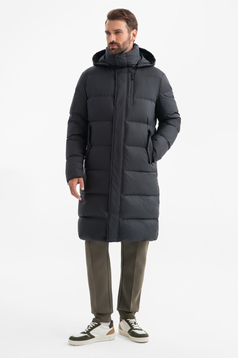пуховик удлиненный с водоотталкивающей обработкой из пуха спереди