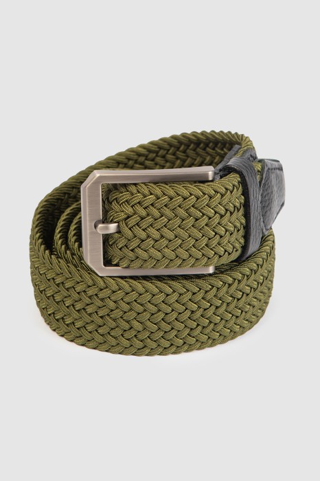 ремень плетеный с отделкой из натуральной кожи фотография