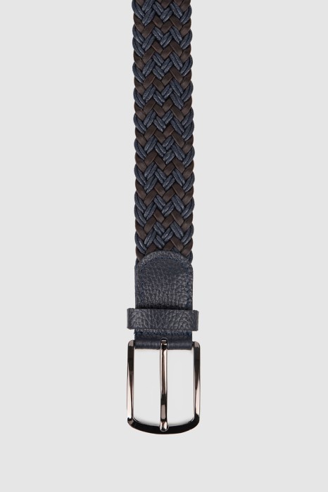 ремень плетеный с отделкой из натуральной кожи от бренда kanzler вид слева