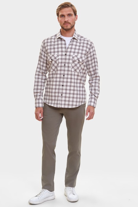 рубашка из хлопка и шерсти в клетку по цене 4990 руб вид справа