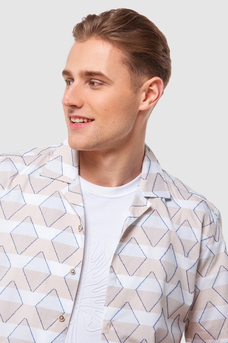 рубашка из хлопка с коротким рукавом от бренда kanzler вид слева