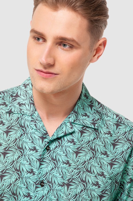 рубашка из хлопка с коротким рукавом от бренда kanzler вид слева