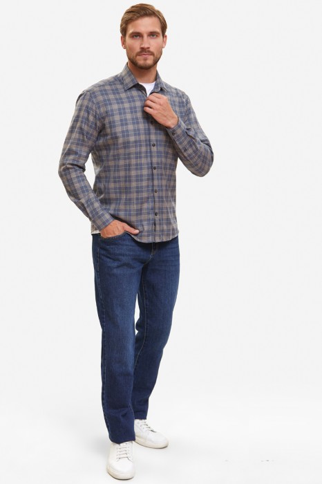 рубашка из хлопка в клетку по цене 5990 руб вид справа