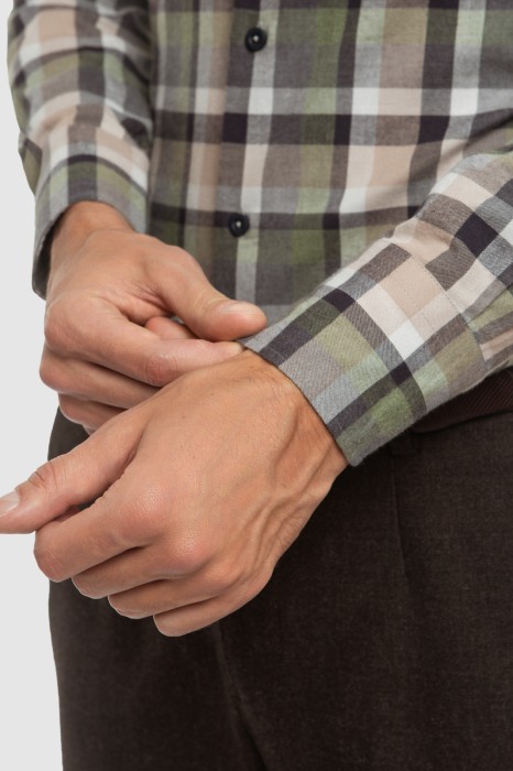 рубашка из хлопка в клетку от бренда kanzler вид слева