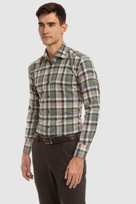 рубашка из хлопка в клетку из россии вид сбоку