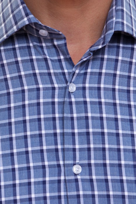 рубашка из хлопка в клетку от бренда kanzler вид слева