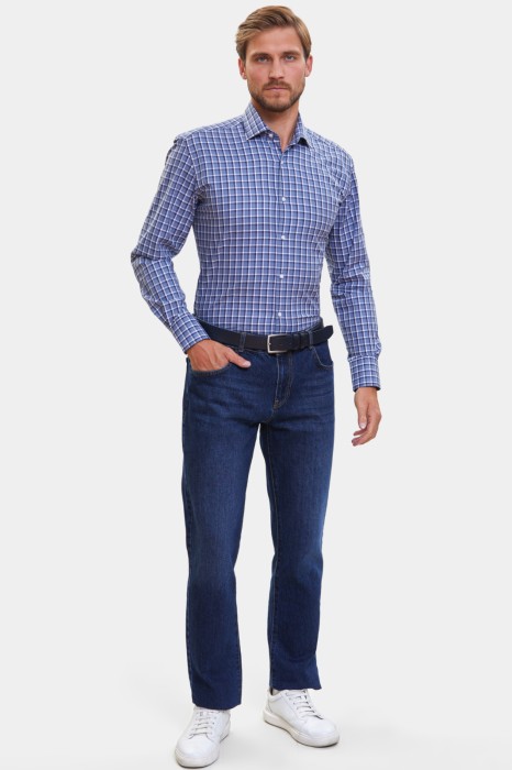 рубашка из хлопка в клетку по цене 6990 руб вид справа