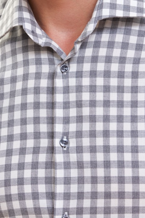 рубашка из хлопка в клетку от бренда kanzler вид слева