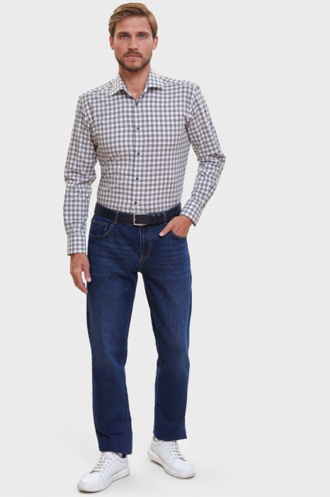 рубашка из хлопка в клетку по цене 6990 руб вид справа