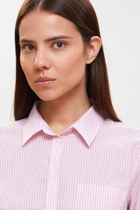 рубашка из хлопка в полоску от бренда kanzler вид слева