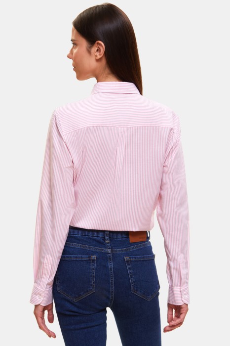 рубашка из хлопка в полоску из россии вид сбоку