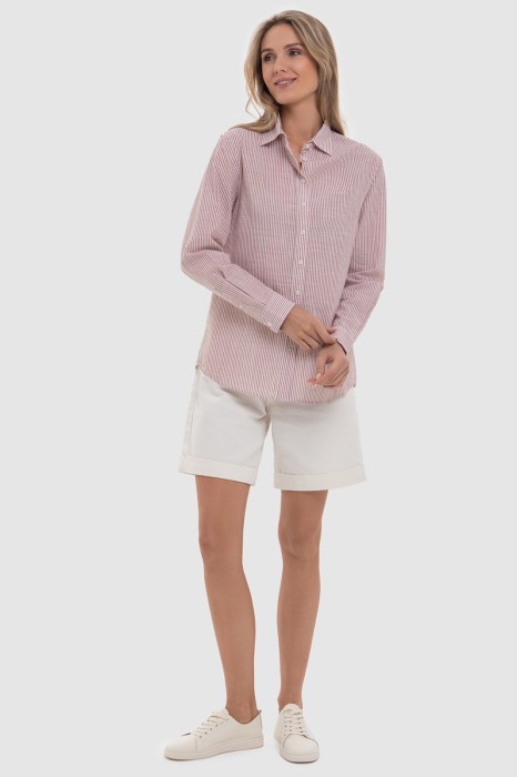 рубашка из хлопка в полоску из хлопка спереди
