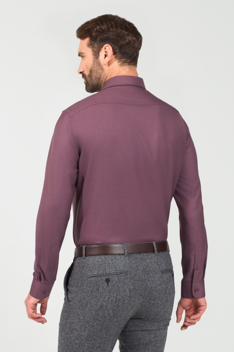 рубашка из смесовой шерсти с возможностью машинной стирки по цене 8990 руб вид справа