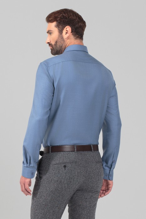 рубашка из смесовой шерсти с возможностью машинной стирки по цене 8990 руб вид справа