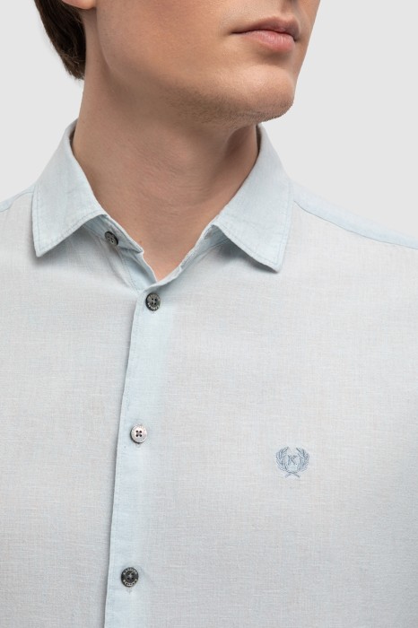 рубашка изо льна и хлопка от бренда kanzler вид слева